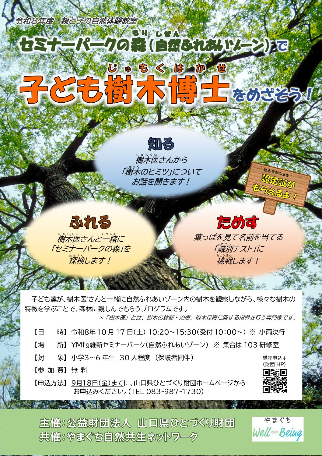 画像：【参加者募集】親と子の自然体験教室「子ども樹木博士をめざそう！」